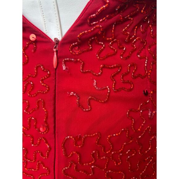 Vintage Sean Collection Beaded Silk Cutout Formal Dress Women's XS - Picture 15 of 16